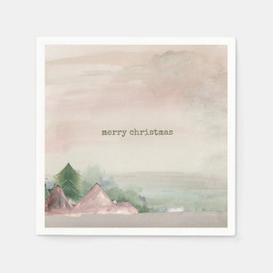Serviette En Papier Joyeuse aquarelle de Noël Mountain