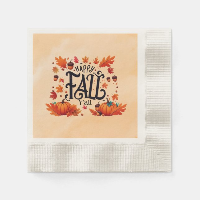Serviette En Papier Joyeuse Automne à tous classique  (Devant)
