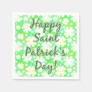 Serviette En Papier Joyeuse couleur d'eau rétro des Shamrocks de la S