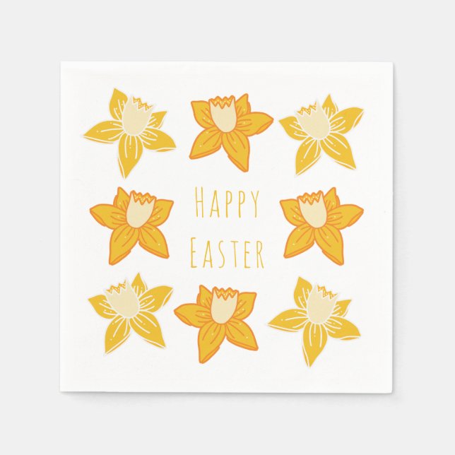 Serviette En Papier Joyeuse Daffodile Jaune de Pâques (Devant)