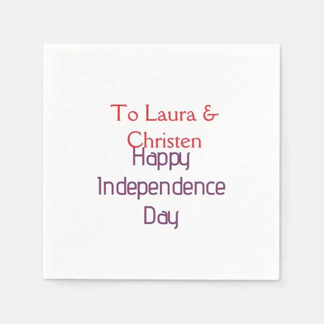 Serviette En Papier Joyeuse fête de l'indépendance nom date simple rou (Devant)