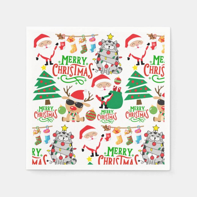 Serviette En Papier Joyeuse fête de Noël (Devant)