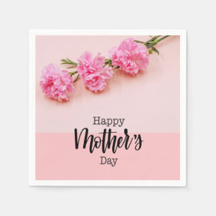 Serviette En Papier Joyeuse fête des mères avec Fleur d'oeillet rose