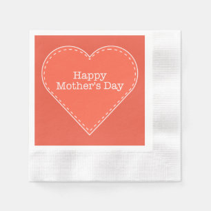Serviette En Papier Joyeuse Fête des Mères Orange Papier Coeur Napkin