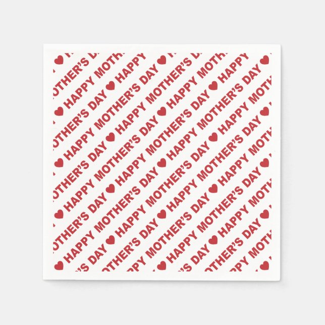 Serviette En Papier Joyeuse Fête des Mères Rouge foncé sur Livre blanc (Devant)