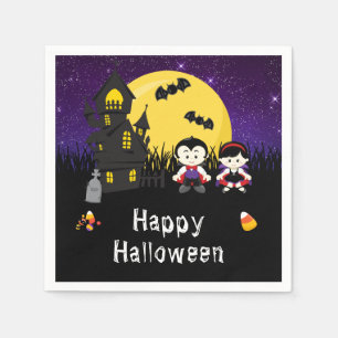 Serviette En Papier Joyeuse fête d'Halloween Vampires Violet