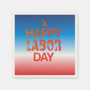 Serviette En Papier Joyeuse Fête Du Travail Rétro En Rouge Rétro