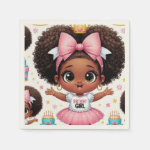 Joyeuse fille anniversaire Chibi Napkins