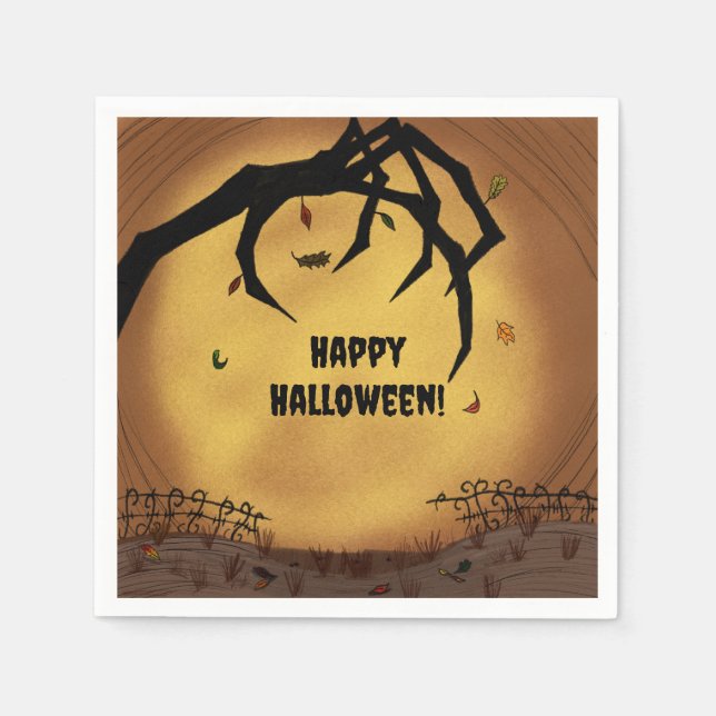 Serviette En Papier Joyeuse Halloween Main Effrayante (Devant)