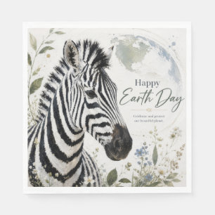 Serviette En Papier Joyeuse Journée de la Terre Faune Zèbre