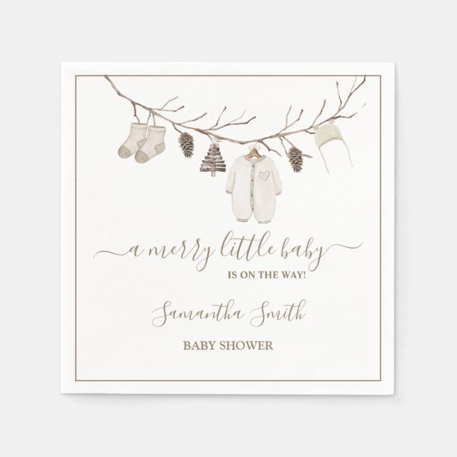 Serviette En Papier Joyeuse petite fête de Noël d'hiver pour bébé (Devant)