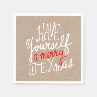 Serviette En Papier Joyeuse petite fête de vacances de typographie