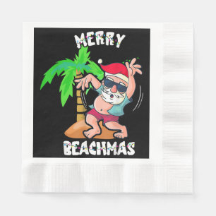 Serviette En Papier Joyeuse plage Noël en juillet drôle de Père Noël X