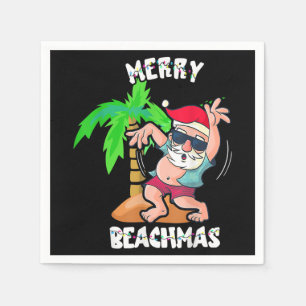 Serviette En Papier Joyeuse plage Noël en juillet drôle de Père Noël X