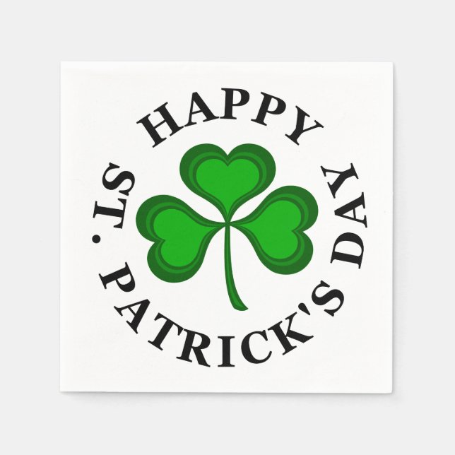 Serviette En Papier JOYEUSE SAINT-PATRICK Texte trèfle vert Shamrock (Devant)