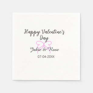 Serviette En Papier Joyeuse Saint-Valentin cœur rose ruban nom date st