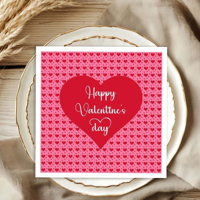 Serviette En Papier Joyeuse Saint-Valentin Cœurs Amour Serviettes (Happy Valentine’s Day Hearts Love Napkins)