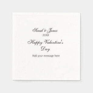 Serviette En Papier Joyeuse Saint-Valentin nom date message simple élé