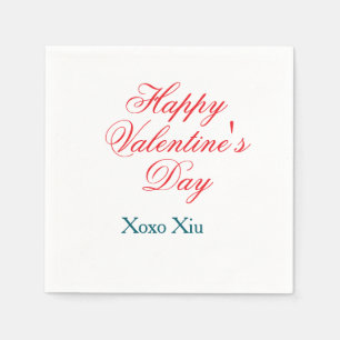 Serviette En Papier Joyeuse Saint-Valentin rouge bleu xoxo amour nom