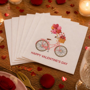 Serviette En Papier Joyeuse Saint-Valentin Vélo et Ballons
