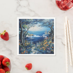 Serviette En Papier Joyeuse scène du lac de la fête des mères