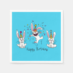 Serviette En Papier Joyeuse serviettes de lapin d'anniversaire