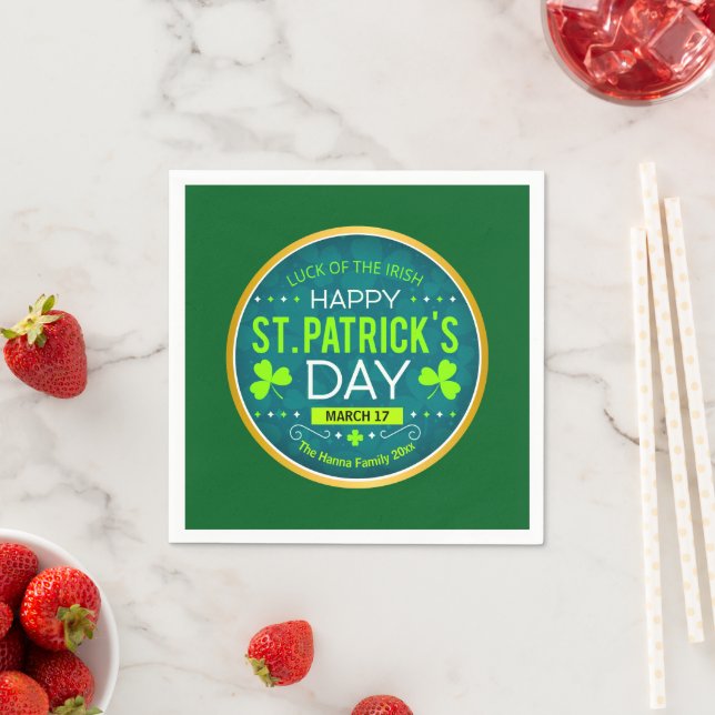 Serviette En Papier Joyeuse St. Patrick, "Chance des Irlandais" (En situation)