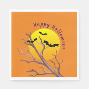 Serviette En Papier Joyeuses chauves-souris d'Halloween et serviettes 