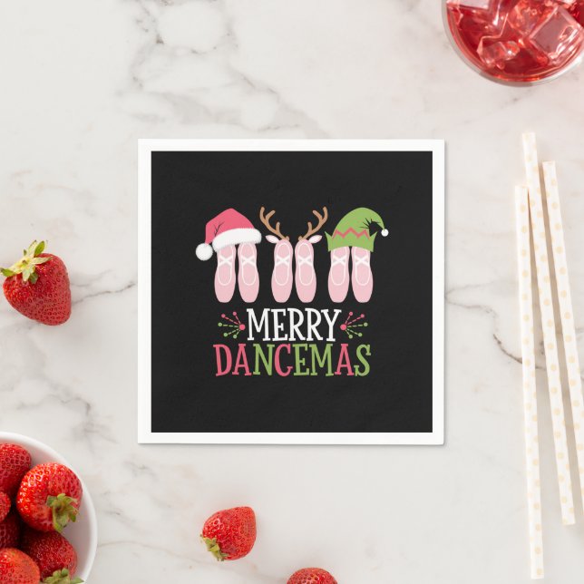 Serviette En Papier Joyeuses Dancemas Noël Ballet Chaussures Danse (En situation)
