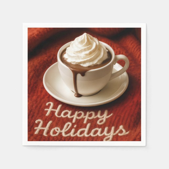 Serviette En Papier Joyeuses Fêtes Chocolat Chaud (Devant)