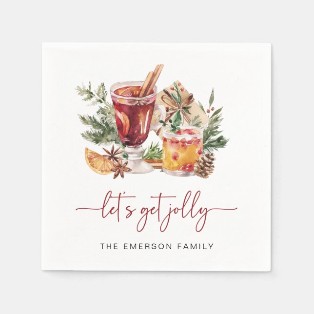 Serviette en papier Joyeuses Fêtes Cocktail (Devant)