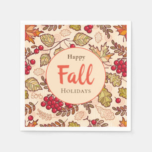 Serviette En Papier Joyeuses Fêtes d'Automne Feuilles d'Automne Baies