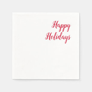 Serviette En Papier Joyeuses fêtes écriture manuscrite Noël rouge blan