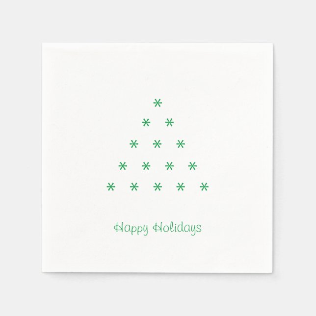 Serviette En Papier Joyeuses fêtes Green white snow Stars Tree paper (Devant)