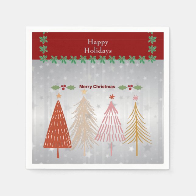 Serviette En Papier Joyeuses fêtes, Joyeux Noël, (Devant)