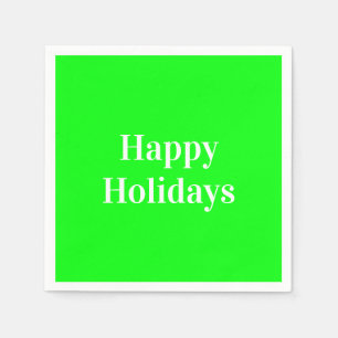 Serviette En Papier "Joyeuses fêtes" néon vert blanc papier
