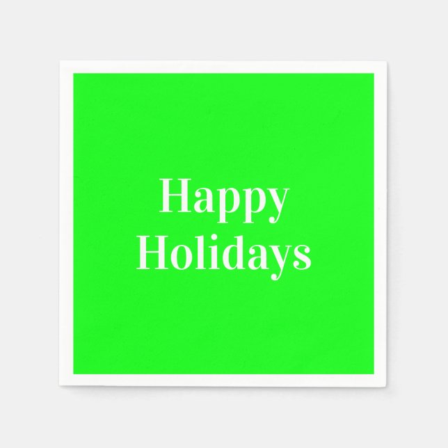 Serviette En Papier "Joyeuses fêtes" néon vert blanc papier (Devant)