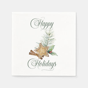 Serviette En Papier Joyeuses Fêtes Noël Style Fermette Vintage