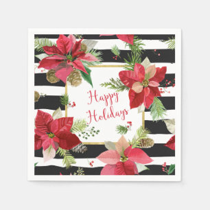 Serviette En Papier Joyeuses fêtes Poinsettias sur les serviettes en