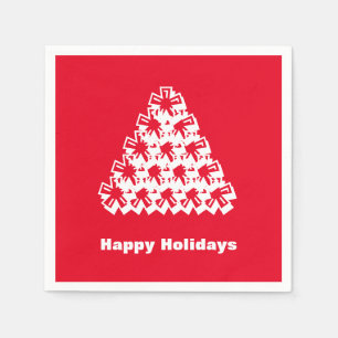 Serviette En Papier Joyeuses fêtes rouge blanc neige Stars papier arbr