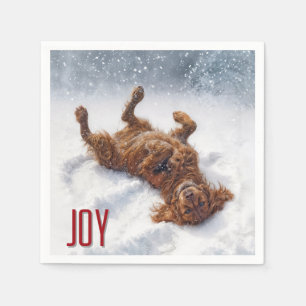 Serviette En Papier Joyeuses Fêtes Setter Irlandais Ange de Neige
