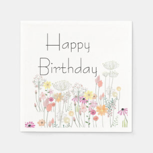 Serviette En Papier Joyeuses fleurs d'anniversaire