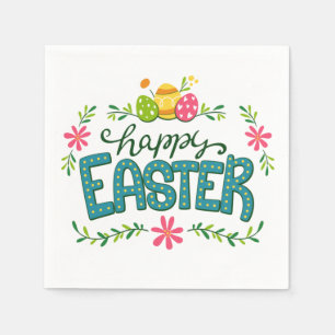 Serviette En Papier Joyeuses fleurs de Pâques OEufs de Pâques