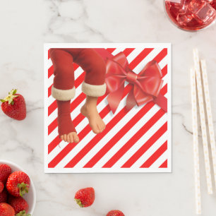 Serviette En Papier Joyeuses jambes de lutin de Noël Méfaits du pôle