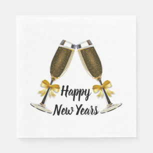 Serviette En Papier Joyeuses Lunettes de Champagne du Nouvel An