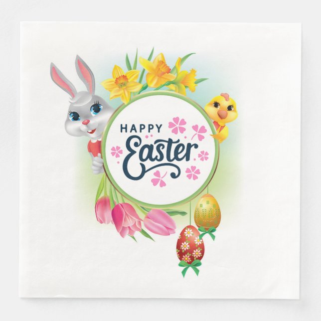 Serviette En Papier Joyeuses Pâques  (Devant)