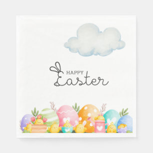 Serviette En Papier Joyeuses Pâques avec Œufs Carte postale