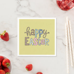 Serviette En Papier Joyeuses Pâques Lapin Floral Mignon Printemps Léop