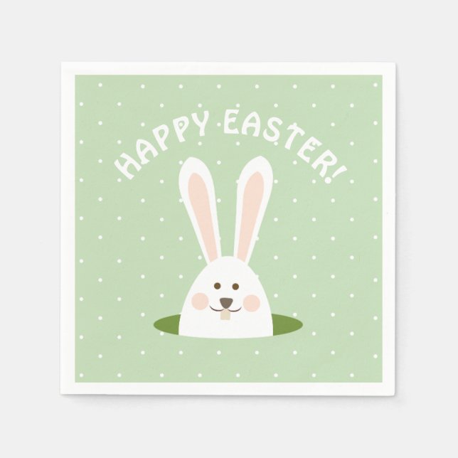 Serviette En Papier Joyeuses Pâques Lapin Mignon (Devant)