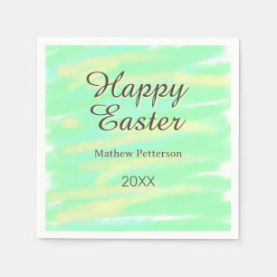 Serviette En Papier Joyeuses Pâques vert jaune pastel gris nom année